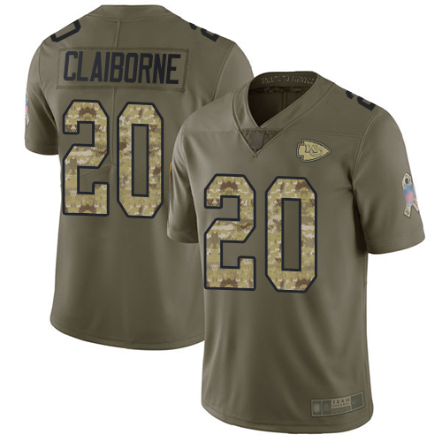 Men Kansas City Chiefs #20 Claiborne Morris Limited Olive Camo 2017 Salute to Service Football Nike NFL Jersey->kansas city chiefs->NFL Jersey